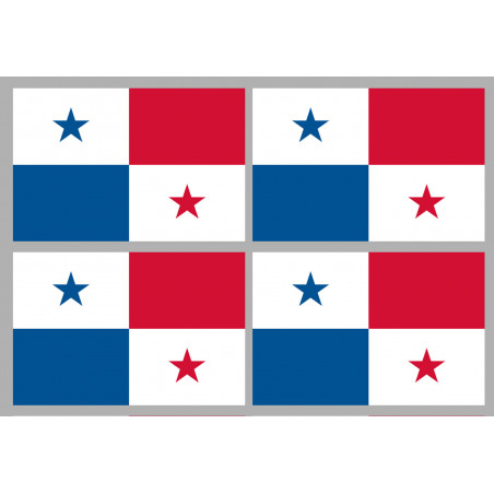 Drapeau Panama (4 fois 9.5x6.3cm) - Autocollant(sticker)