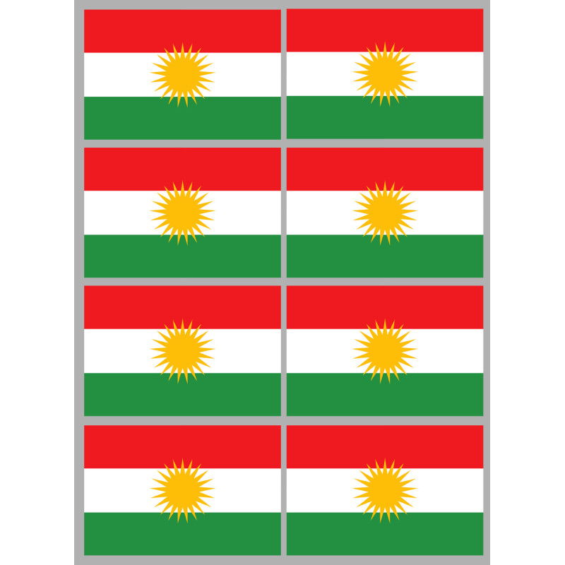 Drapeau Kurdistan (8 fois 9.5x6.3cm) - Sticker/autocollant