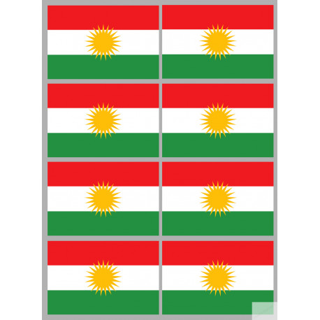 Drapeau Kurdistan (8 fois 9.5x6.3cm) - Autocollant(sticker)