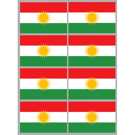 Drapeau Kurdistan (8 fois 9.5x6.3cm) - Sticker/autocollant