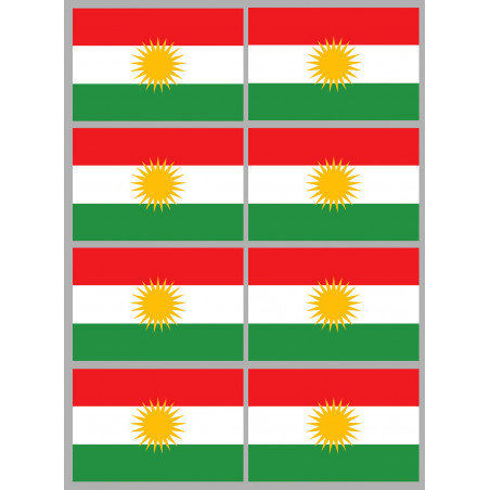 Drapeau Kurdistan (8 fois 9.5x6.3cm) - Autocollant(sticker)