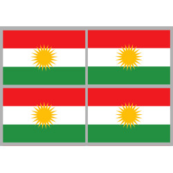 Drapeau Kurdistan (4 fois 9.5x6.3cm) - Sticker/autocollant