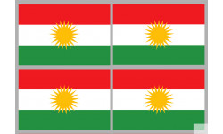 Drapeau Kurdistan (4 fois 9.5x6.3cm) - Autocollant(sticker)