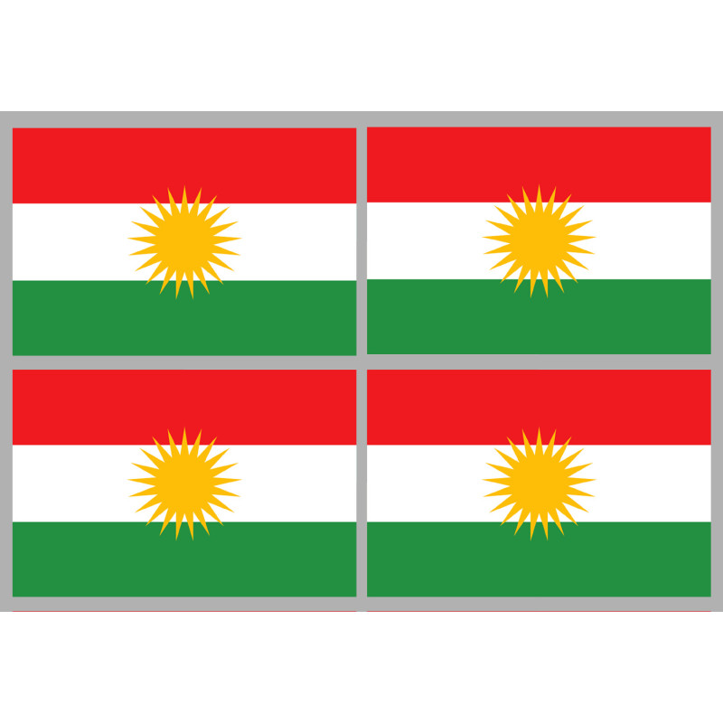 Drapeau Kurdistan (4 fois 9.5x6.3cm) - Sticker/autocollant