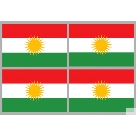 Drapeau Kurdistan (4 fois 9.5x6.3cm) - Autocollant(sticker)