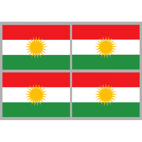 Drapeau Kurdistan (4 fois 9.5x6.3cm) - Autocollant(sticker)