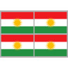 Drapeau Kurdistan (4 fois 9.5x6.3cm) - Sticker/autocollant