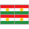 Drapeau Kurdistan (4 fois 9.5x6.3cm) - Autocollant(sticker)