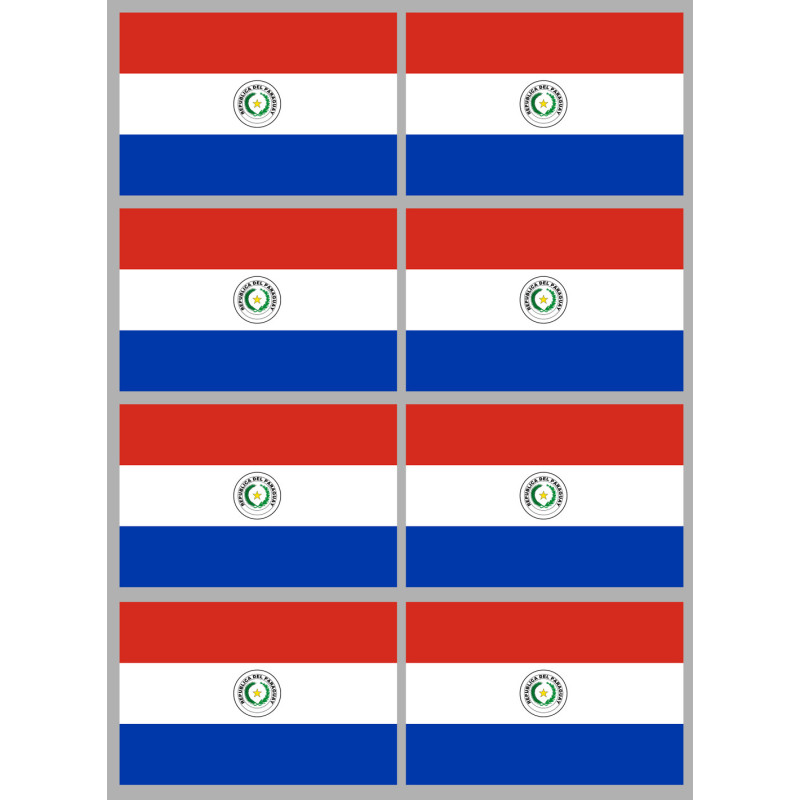 Drapeau Paraguay (8 fois 9.5x6.3cm) - Sticker/autocollant