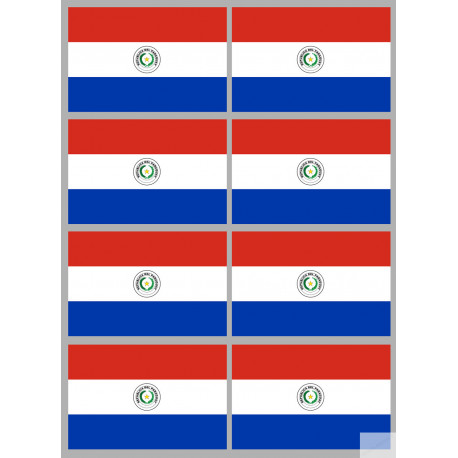 Drapeau Paraguay (8 fois 9.5x6.3cm) - Autocollant(sticker)