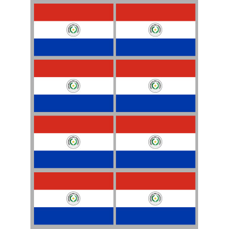 Drapeau Paraguay (8 fois 9.5x6.3cm) - Sticker/autocollant