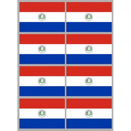 Drapeau Paraguay (8 fois 9.5x6.3cm) - Autocollant(sticker)