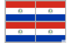 Drapeau Paraguay (4 fois 9.5x6.3cm) - Autocollant(sticker)