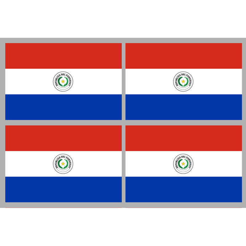 Drapeau Paraguay (4 fois 9.5x6.3cm) - Sticker/autocollant