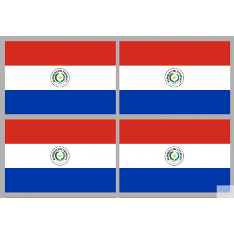 Drapeau Paraguay (4 fois 9.5x6.3cm) - Autocollant(sticker)