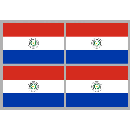 Drapeau Paraguay (4 fois 9.5x6.3cm) - Sticker/autocollant