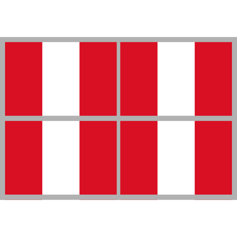 Drapeau Pérou (4 fois 9.5x6.3cm) - Sticker/autocollant
