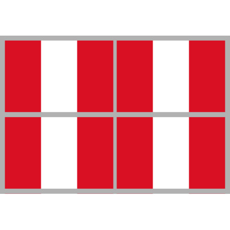 Drapeau Pérou (4 fois 9.5x6.3cm) - Sticker/autocollant