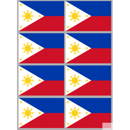 Drapeau Philippines (8 fois 9.5x6.3cm) - Autocollant(sticker)