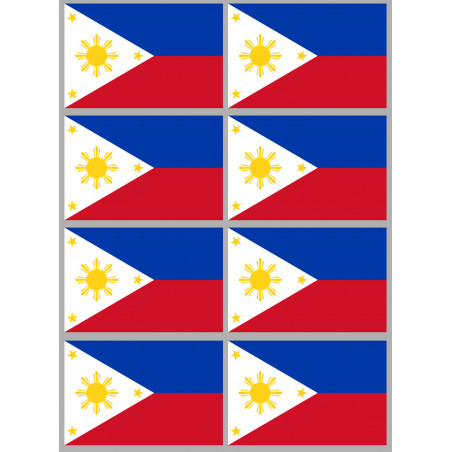 Drapeau Philippines (8 fois 9.5x6.3cm) - Autocollant(sticker)