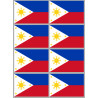 Drapeau Philippines (8 fois 9.5x6.3cm) - Autocollant(sticker)