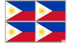 Drapeau Philippines (4 fois 9.5x6.3cm) - Autocollant(sticker)