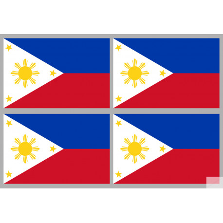 Drapeau Philippines (4 fois 9.5x6.3cm) - Autocollant(sticker)