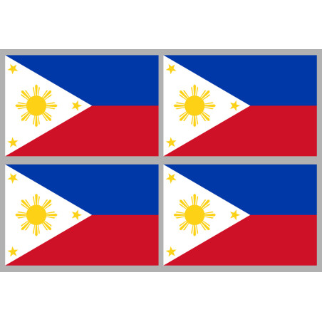 Drapeau Philippines (4 fois 9.5x6.3cm) - Sticker/autocollant