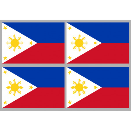 Drapeau Philippines (4 fois 9.5x6.3cm) - Autocollant(sticker)