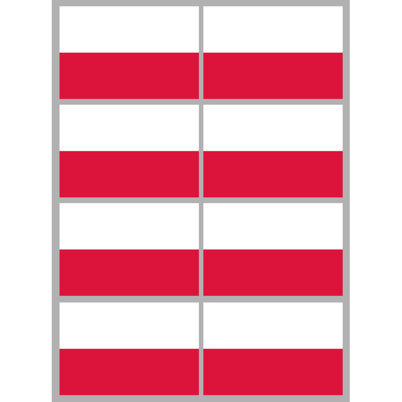 Drapeau Pologne (8 fois 9.5x6.3cm) - Sticker/autocollant