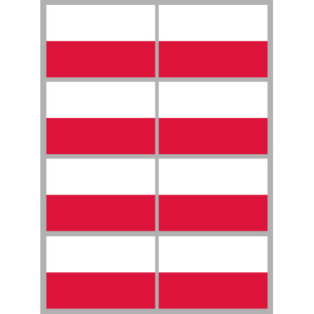 Drapeau Pologne (8 fois 9.5x6.3cm) - Sticker/autocollant