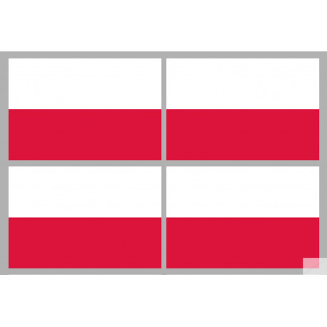 Drapeau Pologne (4 fois 9.5x6.3cm) - Autocollant(sticker)