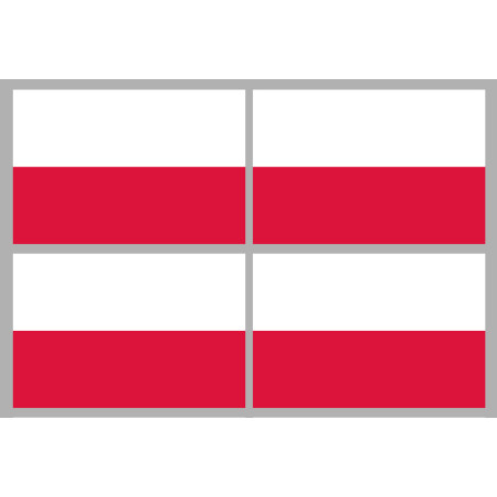 Drapeau Pologne (4 fois 9.5x6.3cm) - Sticker/autocollant