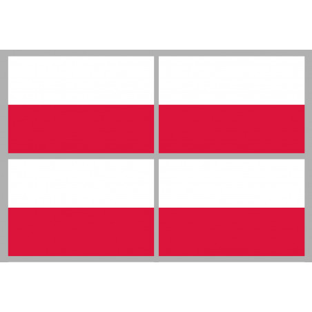 Drapeau Pologne (4 fois 9.5x6.3cm) - Autocollant(sticker)