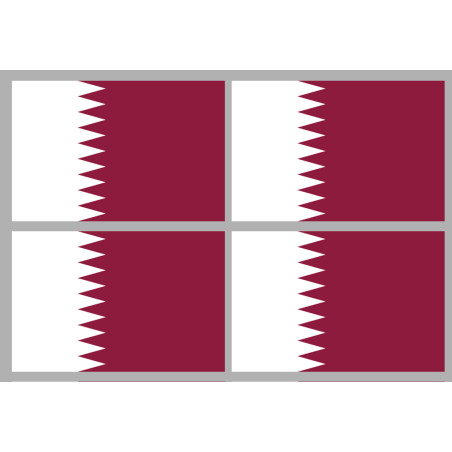 Drapeau Qatar (4 fois 9.5x6.3cm) - Sticker/autocollant