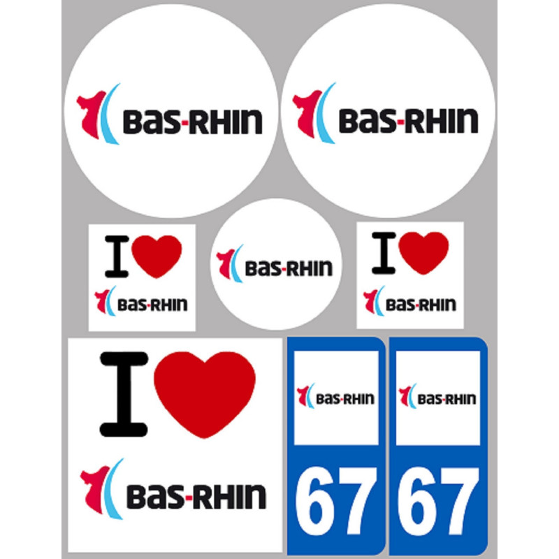 Bas-Rhin (8 autocollants variés) - Sticker/autocollant