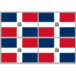 Drapeau République dominicaine (4 fois 9.5x6.3cm) - Sticker/autocolla