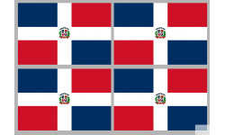 Drapeau République dominicaine (4 fois 9.5x6.3cm) - Autocollant(sticker)