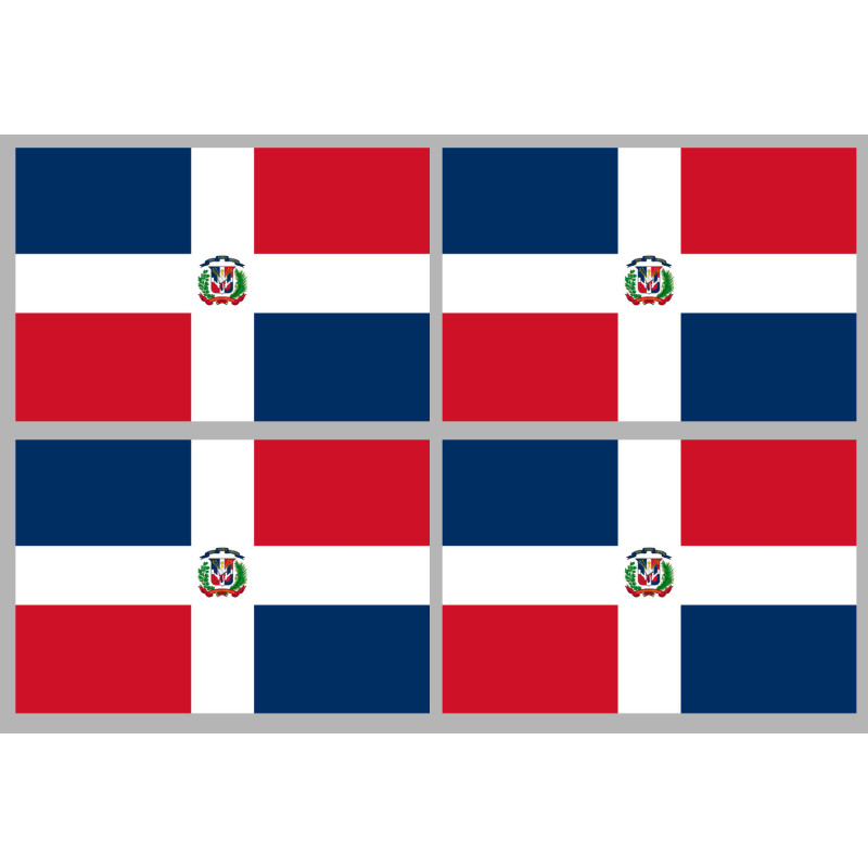 Drapeau République dominicaine (4 fois 9.5x6.3cm) - Sticker/autocolla