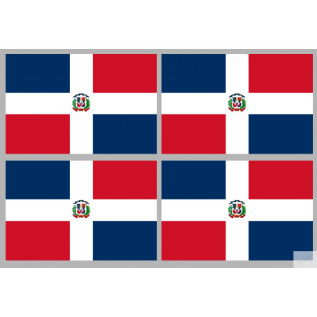 Drapeau République dominicaine (4 fois 9.5x6.3cm) - Autocollant(sticker)