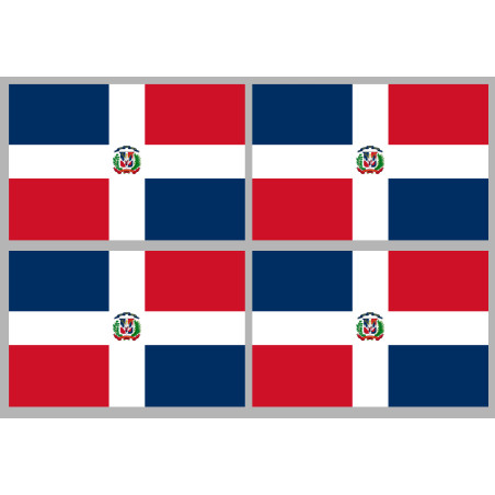 Drapeau République dominicaine (4 fois 9.5x6.3cm) - Sticker/autocolla