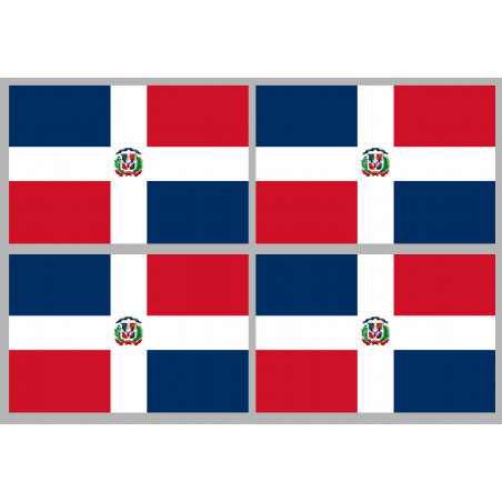 Drapeau République dominicaine (4 fois 9.5x6.3cm) - Autocollant(sticker)