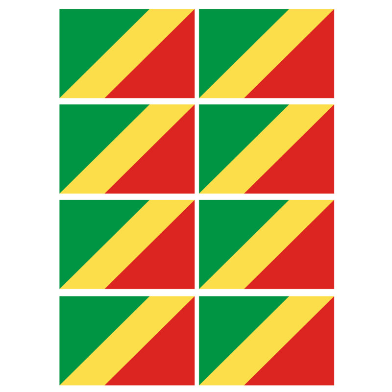 Drapeau République du Congo (8 fois 9.5x6.3cm) - Sticker/autocollant