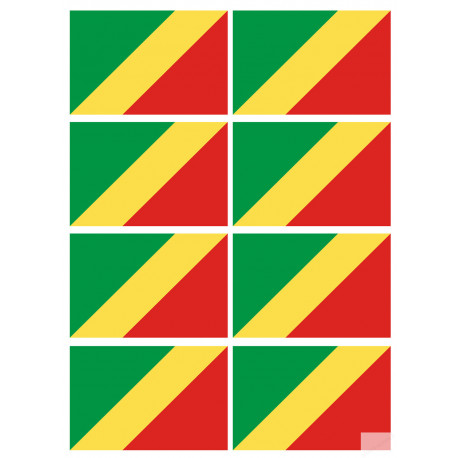 Drapeau République du Congo (8 fois 9.5x6.3cm) - Autocollant(sticker)