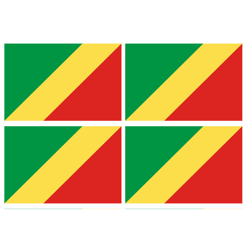 Drapeau République du Congo (4 fois 9.5x6.3cm) - Sticker/autocollant