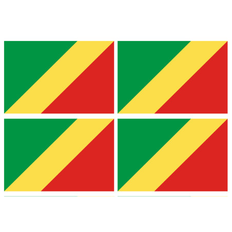 Drapeau République du Congo (4 fois 9.5x6.3cm) - Sticker/autocollant