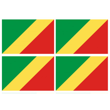 Drapeau République du Congo (4 fois 9.5x6.3cm) - Autocollant(sticker)