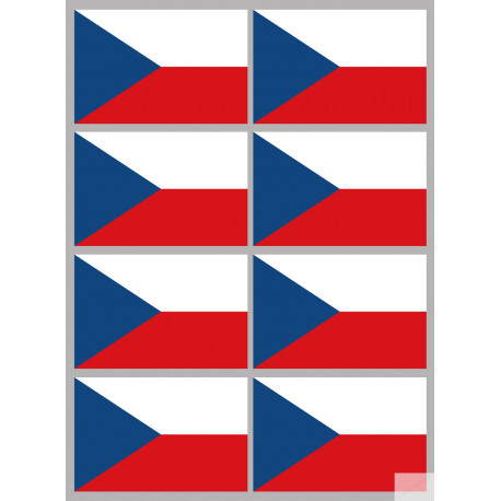 Drapeau République tchèque (8 fois 9.5x6.3cm) - Autocollant(sticker)