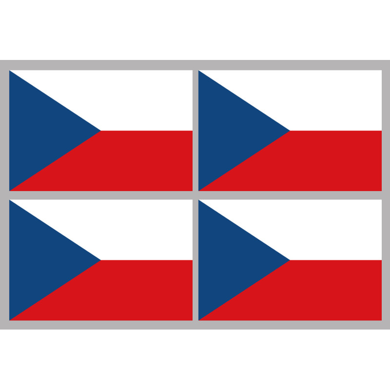 Drapeau République tchèque (4 fois 9.5x6.3cm) - Sticker/autocollant