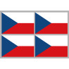 Drapeau République tchèque (4 fois 9.5x6.3cm) - Sticker/autocollant